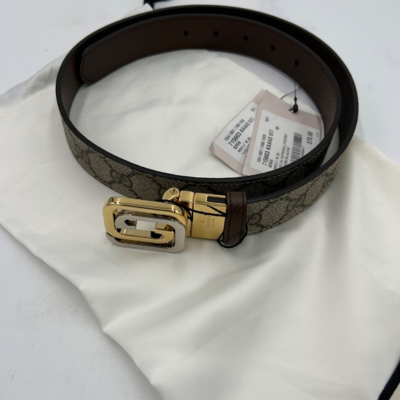 Men’s Gucci, iconic GG interlocking G belt, reversible size 90 cm made in Italy - Picture 12 of 12